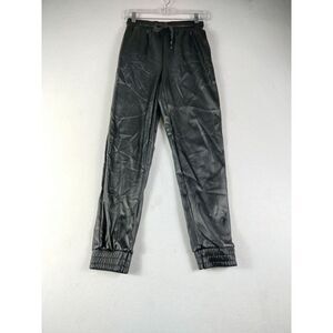 Forever‎ 21 Pants Womens XS Black Faux Leather Club Wear Minimalist Simple Basic